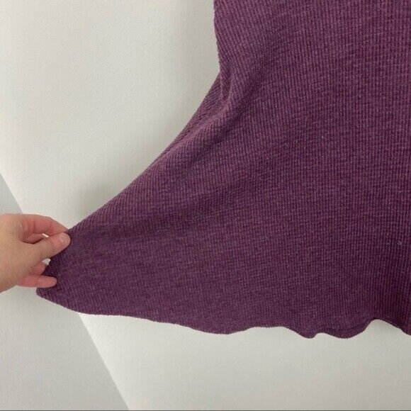 Free People Waffle Knit Thermal Long Sleeve Top Rockabilly Raglan Purple Boho XS - Picture 7 of 12